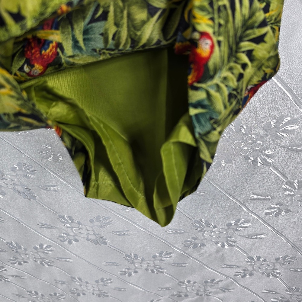 Herve‎ Benard Collection Silk Capri Pants Woman 12 Green Tropical Parrot Print - Picture 8 of 11
